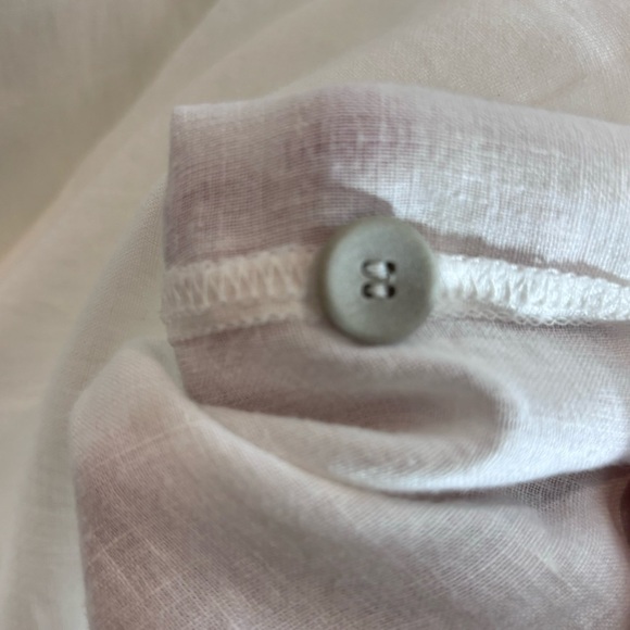 FLAX Sz XXL (estimated) Linen Shirt Grey Fabric Covered Buttons Patch Pockets - Picture 2 of 8